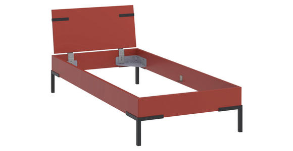 BETT 90/200 cm in Koralle - Koralle/Schwarz, Design, Holzwerkstoff/Metall (90/200cm) - Xora