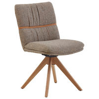 STUHL  Typenauswahl, Sitzfläche 360° drehbar, Gestellauswahl, automatische Rückholfunktion Mikrofaser  Greige, Currygelb  - Currygelb/Greige, Design, Holz/Textil (49/86/63cm) - Valdera