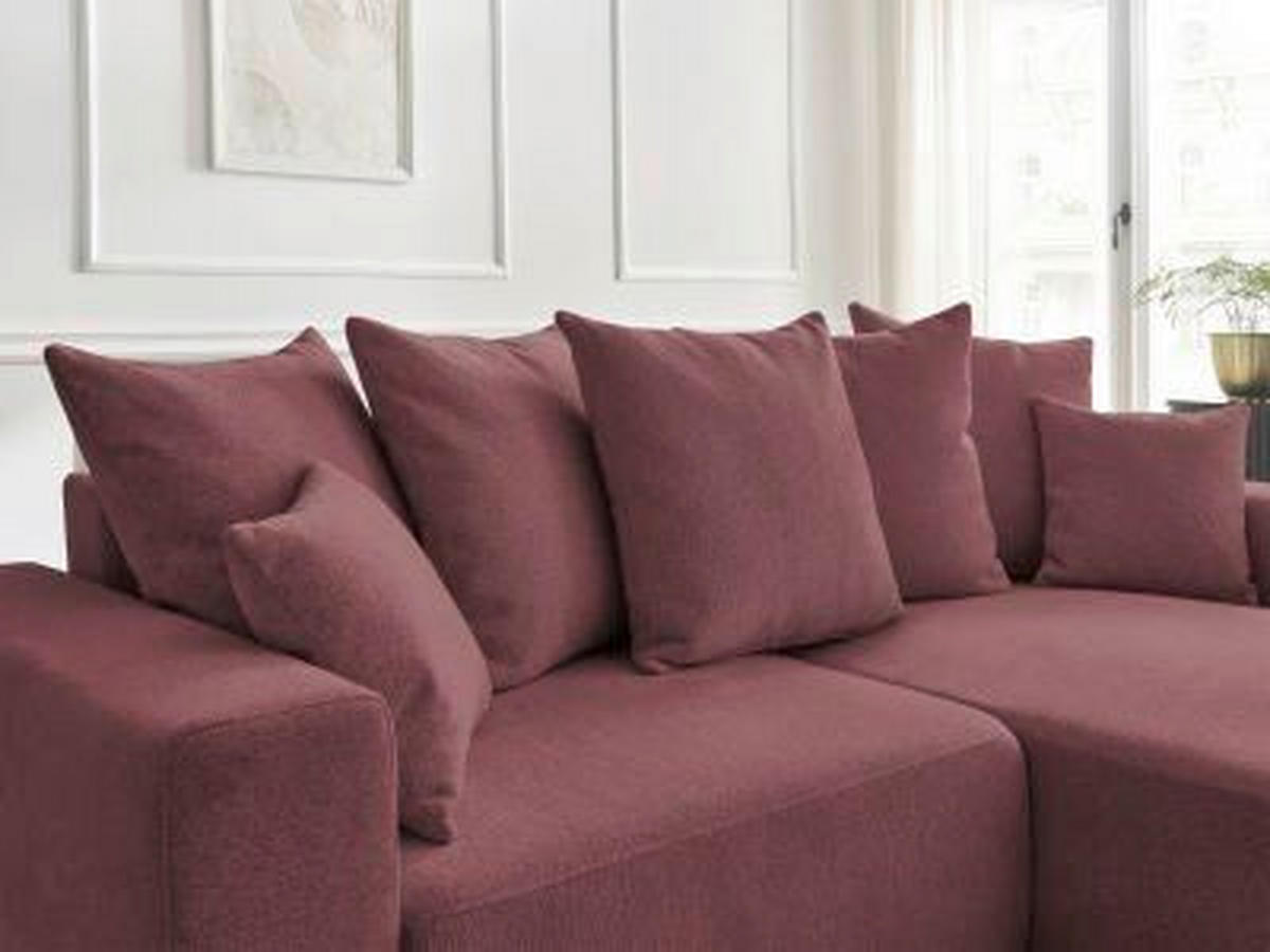 ECKSOFA Ottomane rechts  ATILLA Rot Flachgewebe  - Rot/Schwarz, MODERN, Kunststoff/Textil (244/149cm)