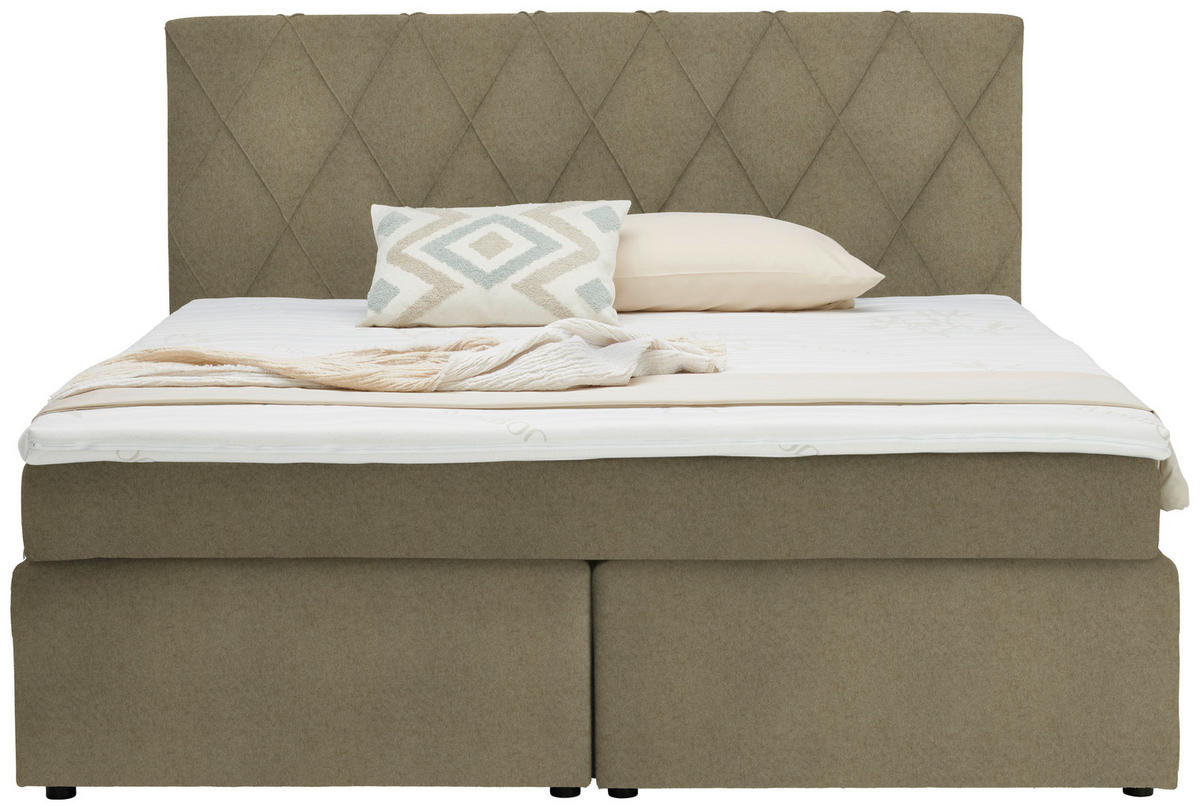 BOXSPRINGBETT 180/200 cm  in Beige  - Beige/Schwarz, Design, Kunststoff/Textil (180/200cm) - Xora
