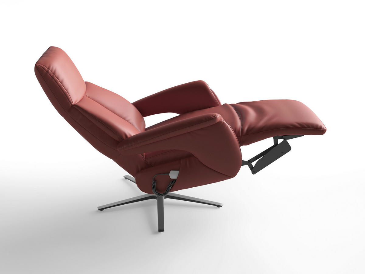 RELAXSESSEL Leder Rotbraun  - Rotbraun/Schwarz, Basics, Leder/Metall (75/110/85cm) - Sit & More