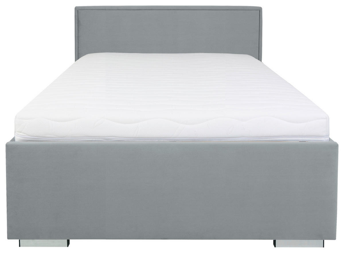 POLSTERBETT Lattenrost, Bettkasten 120/200 cm  in Grau  - Chromfarben/Grau, MODERN, Holz/Textil (120/200cm) - MID.YOU