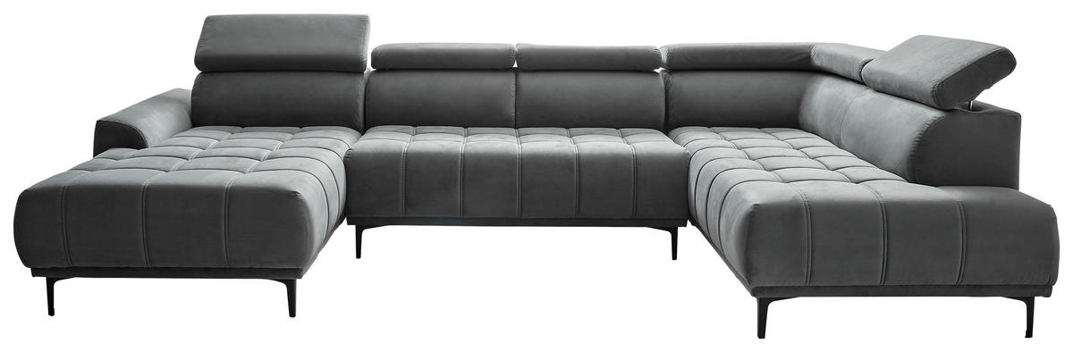 SJEDEĆA GARNITURA tekstil  boje grafita   - boje grafita/crna, Design, tekstil/metal (172/340/191cm) - Stylife