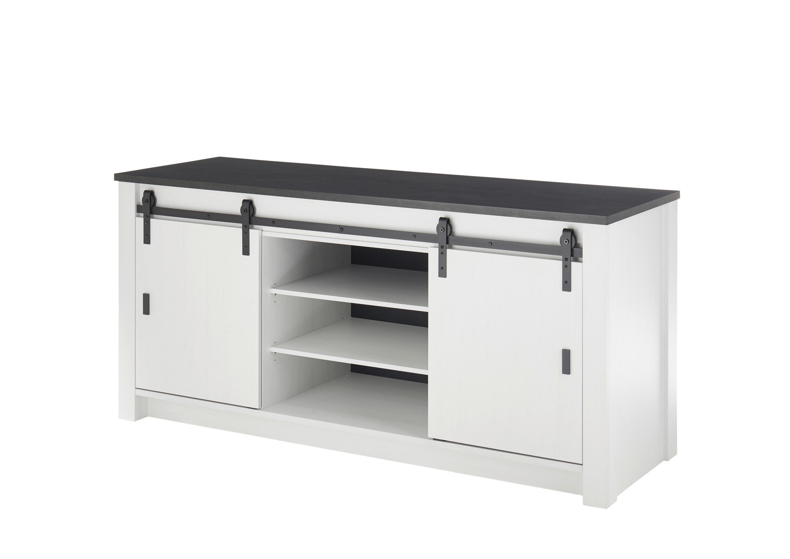 SPÜLENUNTERSCHRANK 201/93/64 cm  in Anthrazit, Weiß  - Anthrazit/Schwarz, Trend, Holzwerkstoff/Metall (201/93/64cm) - MID.YOU