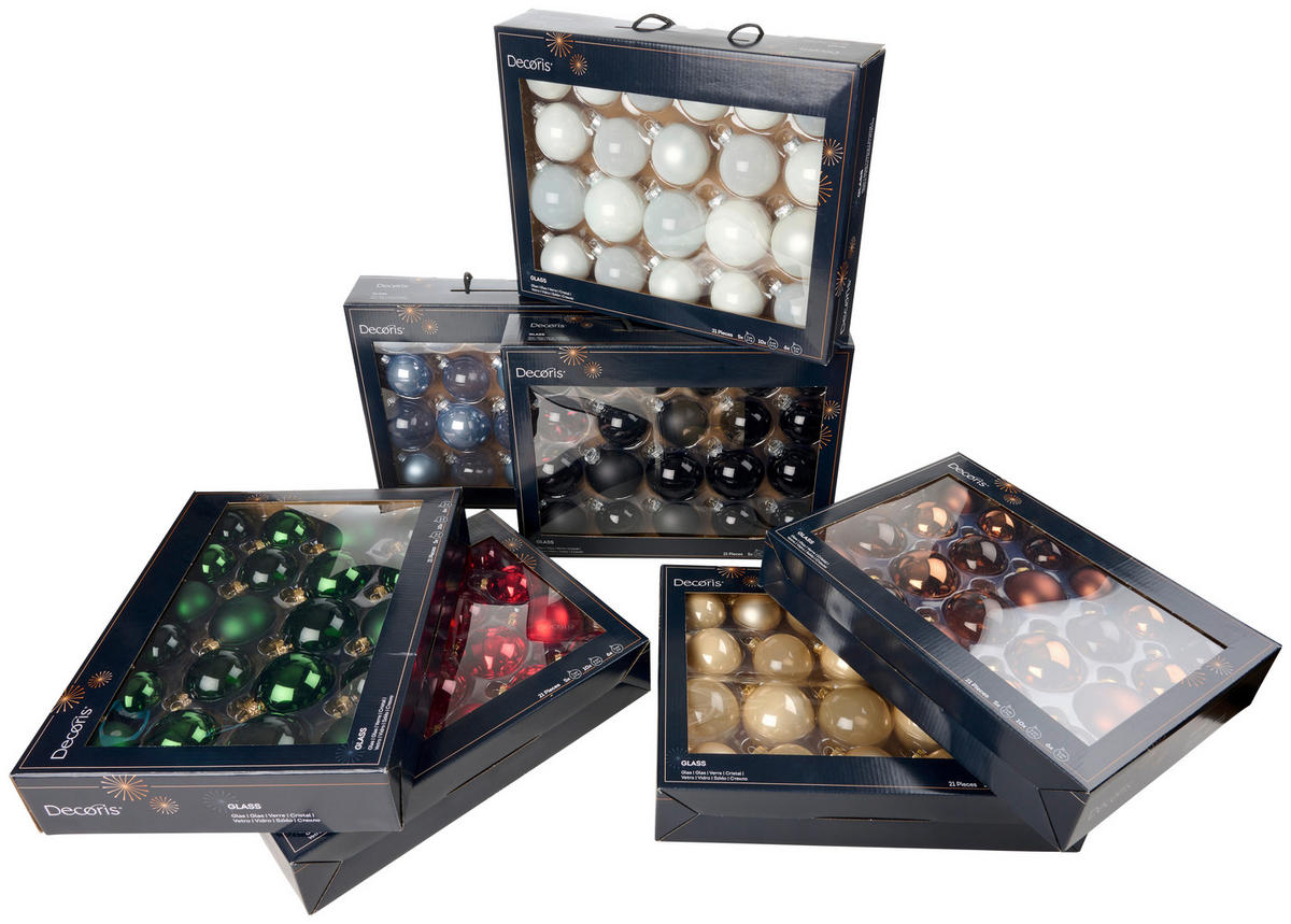 SET KUGLI ZA JELKU - crvena, Konvencionalno, staklo (7,00/7,00/7,00cm)