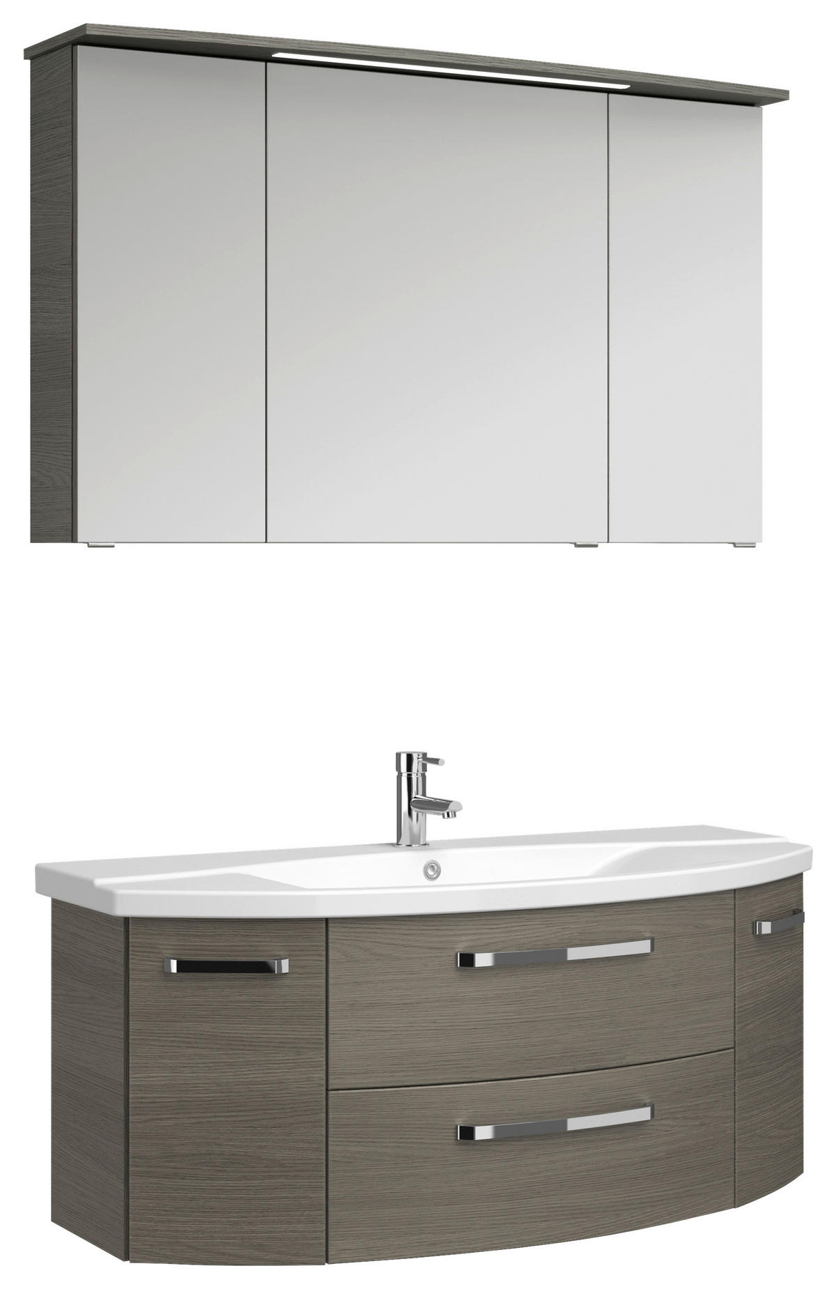 BADEZIMMER 3-teilig  in 120,5 cm  - Chromfarben/Graphitfarben, MODERN, Glas/Keramik (120,5cm) - Sadena