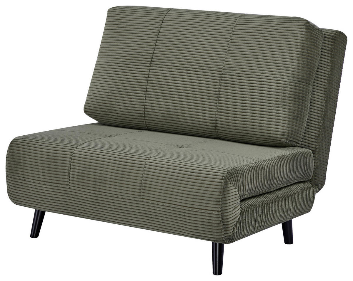 SCHLAFSESSEL Cord Grün    - Schwarz/Grün, Design, Holz/Textil (100/82/91cm) - Ti'me