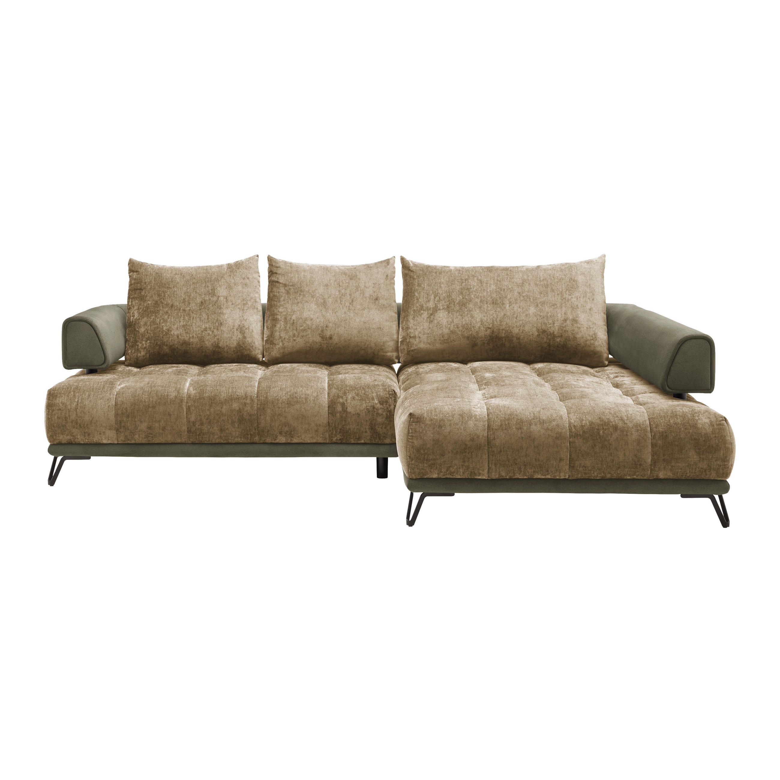 HÖRNSOFFA i olivgrön  - olivgrön/svart, Modern, metall/textil (262/67-87/184cm) - MID.YOU