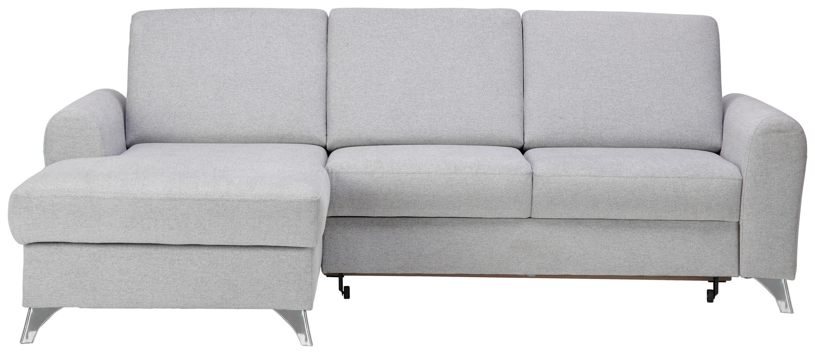 ECKSOFA inkl.Funktion Hellgrau Flachgewebe  - Silberfarben/Hellgrau, Design, Textil/Metall (167/244cm) - Cantus