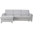 ECKSOFA inkl.Funktion Hellgrau Flachgewebe Bettkasten  - Silberfarben/Hellgrau, Design, Textil/Metall (167/244cm) - Cantus