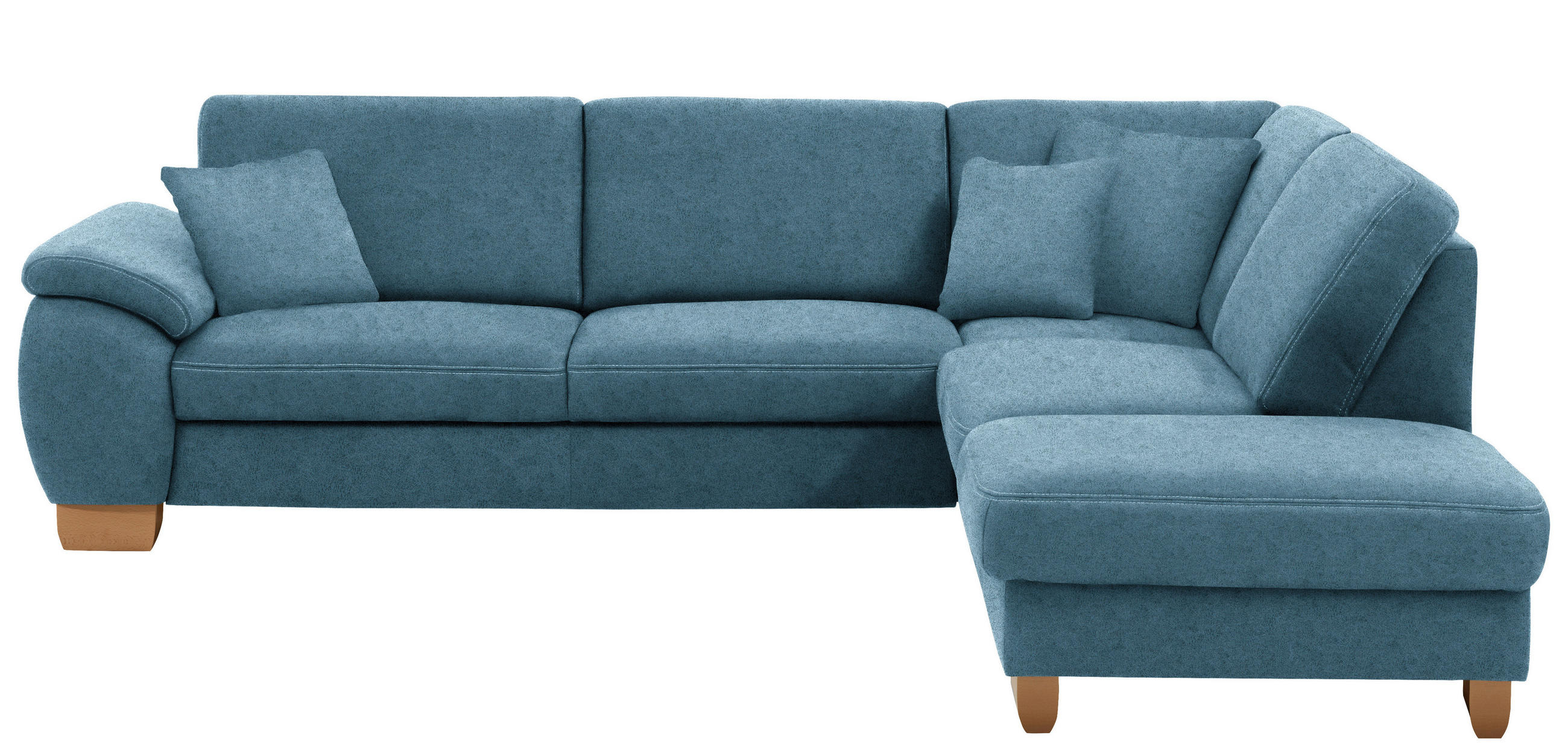 ECKSOFA in Mikrofaser Blau  - Wildeiche/Blau, Natur, Holz/Textil (286/236cm) - Voleo