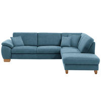 ECKSOFA in Mikrofaser Blau  286/236 cm  - Wildeiche/Blau, Natur, Holz/Textil (286/236cm) - Voleo