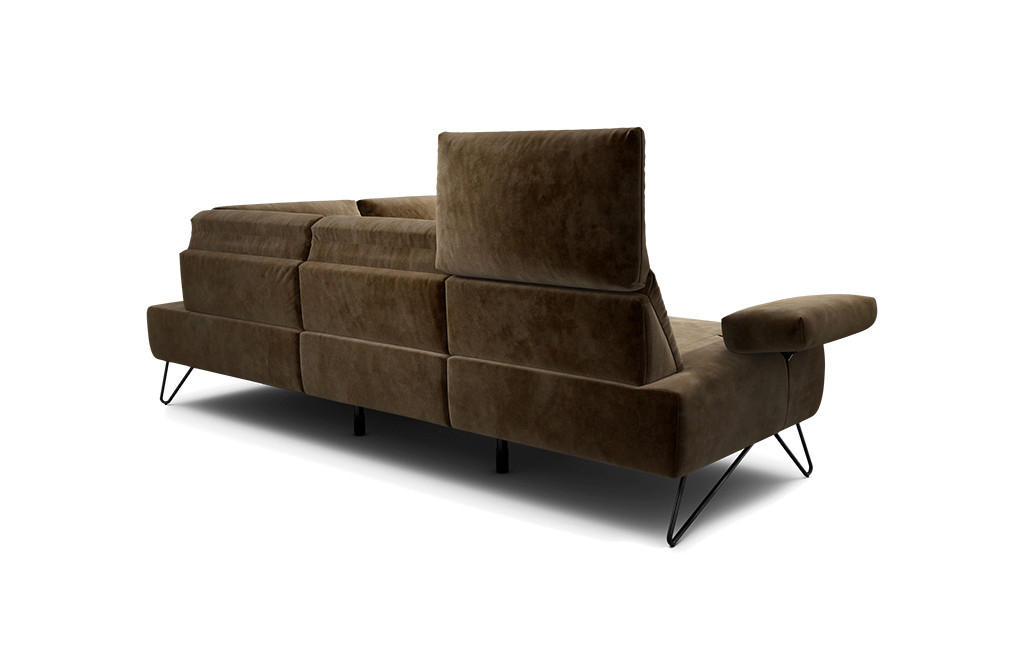 ECKSOFA Cosy Braun Samt  - Schwarz/Braun, Design, Textil/Metall (248-263/193cm) - SENSOO