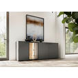 SIDEBOARD Eiche massiv Grau, Eichefarben Einlegeböden  - Schieferfarben/Eichefarben, Design, Glas/Holz (210/80/42cm) - Moderano