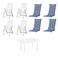 GARTENTISCHGRUPPE  - Blau/Weiß, MODERN, Kunststoff/Textil (90/111/140cm) - Gardenson