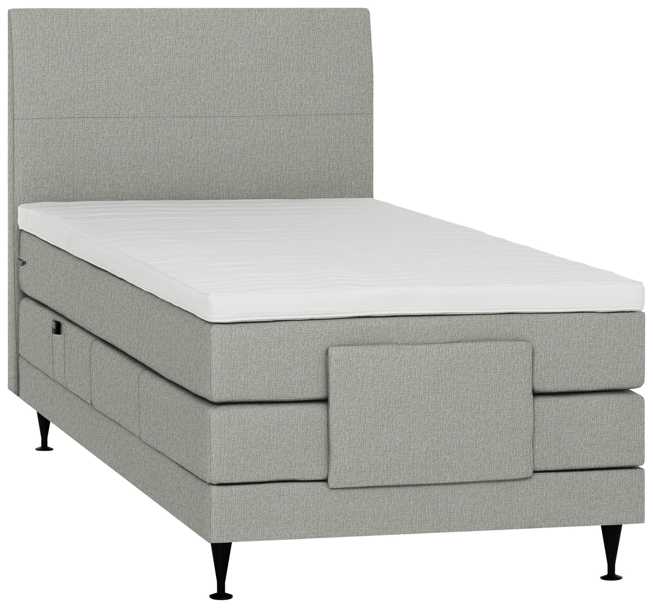 BOXSPRINGBETT 120/200 cm,  in Grau, Matratze, Topper, motorische Verstellbarkeit, Fernbedienung, H5 = hart  - Schwarz/Grau, KONVENTIONELL, Holzwerkstoff/Textil (120/200cm) - Welnova