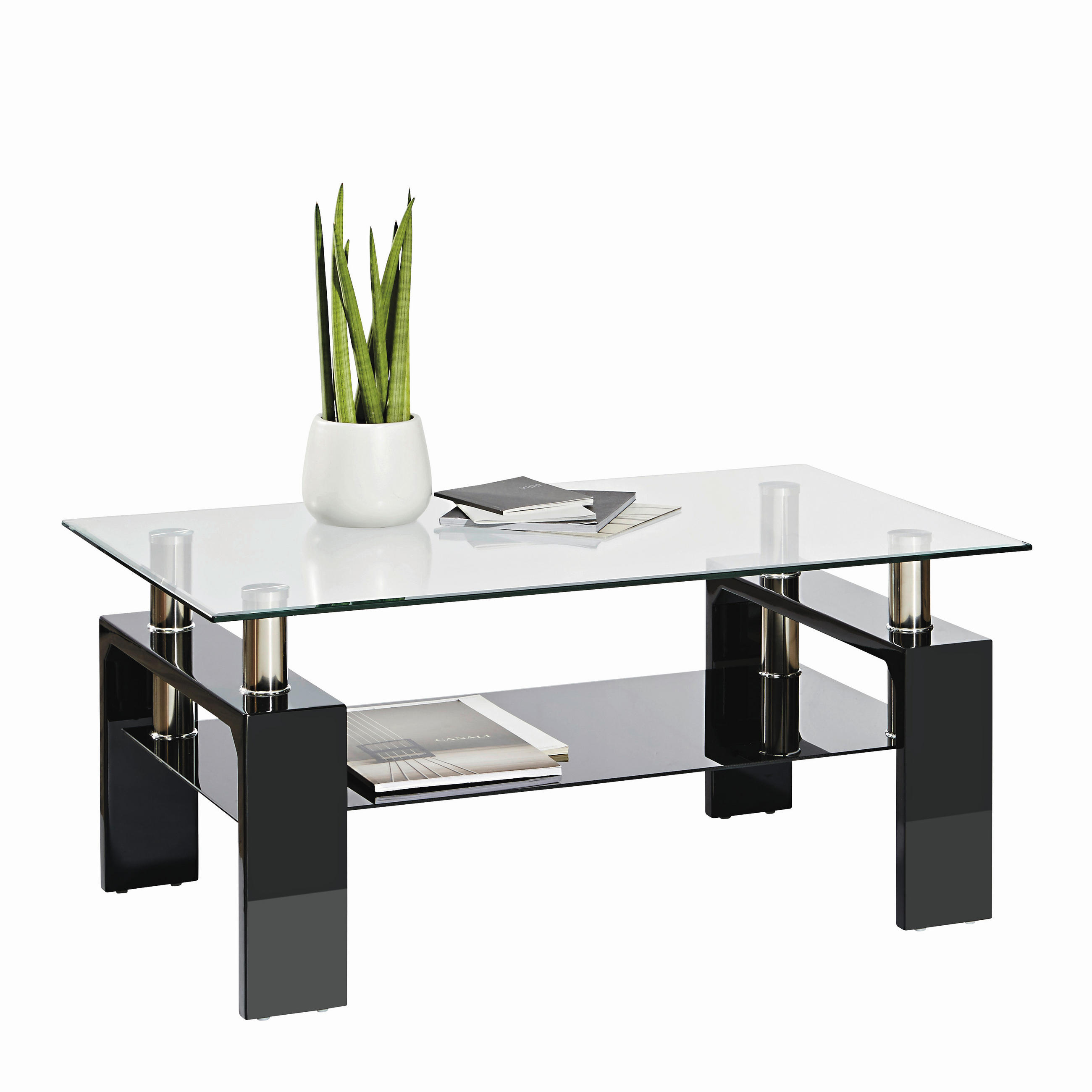COUCHTISCH Farbglas, Klarglas 100/60/45 cm rechteckig Schwarz Hochglanz  - Schwarz Hochglanz, Design, Glas/Holzwerkstoff (100/60/45cm) - Carryhome