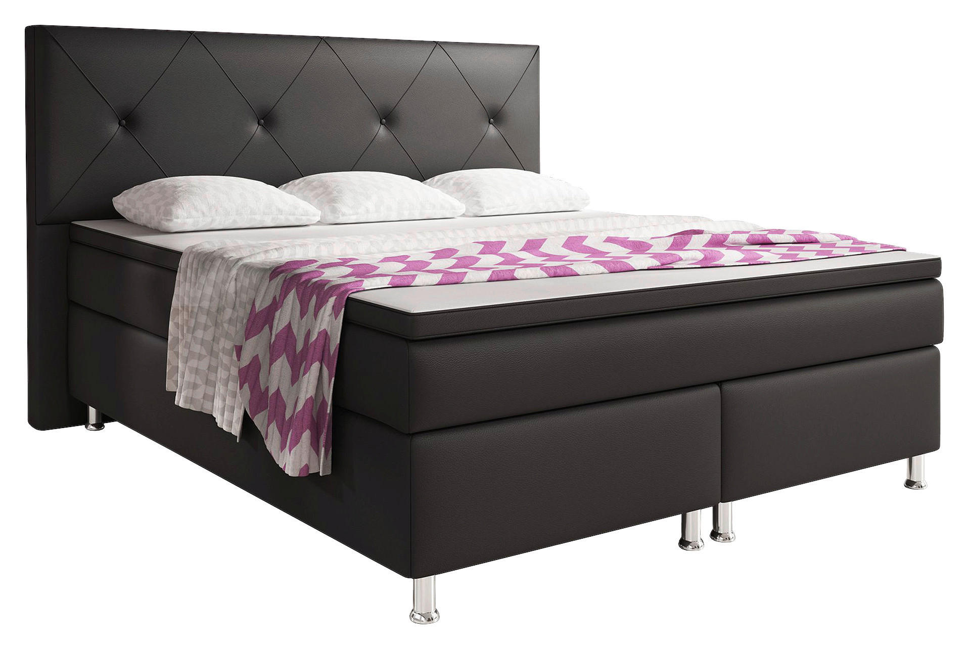 Boxspringbett mit Topper Lederlook 180x200 Oxford