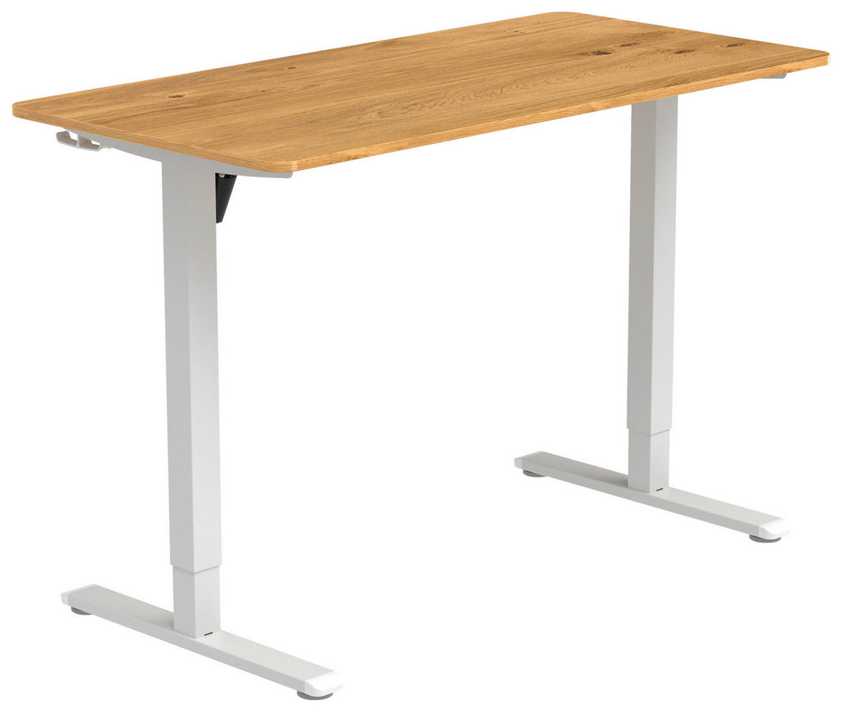 SCHREIBTISCH 120/60/70-115 cm Weiss, Plankeneiche höhenverstellbar, Memoryschalter, Getränkehalter, Headsethalter elektrisch höhenverstellbar  - Weiss/Plankeneiche, Modern, Holzwerkstoff/Kunststoff (120/60/70-115cm) - Livetastic