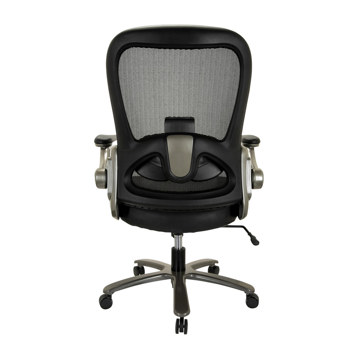 DREHSTUHL Netzbespannung Schwarz  - Silberfarben/Schwarz, Basics, Leder/Kunststoff (75/122/68cm) - MID.YOU