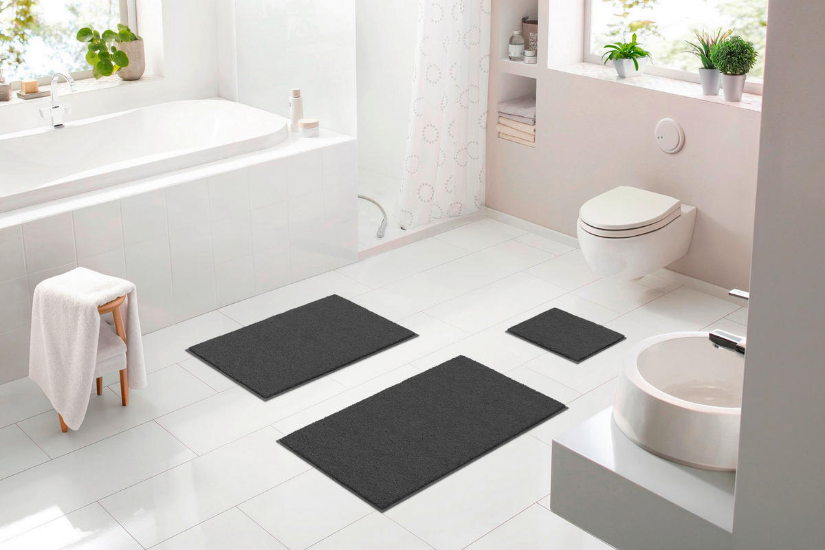 KOUPELNOVÁ PŘEDLOŽKA, 60/90 cm - antracitová, Basics, textil/plast (60/90cm) - Grund