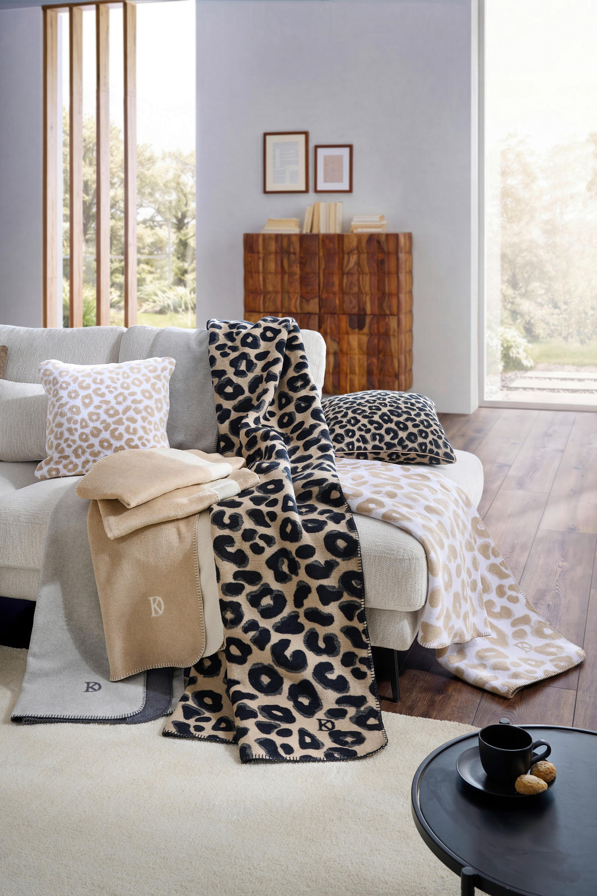 WOHNDECKE LEO 150/200 cm  - Taupe/Schwarz, Trend, Textil (150/200cm) - Dieter Knoll