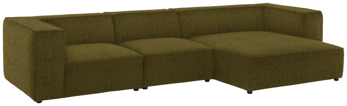 ECKSOFA in Flachgewebe Khaki  341/164 cm  - Khaki/Schwarz, Design, Kunststoff/Textil (341/164cm) - W.Schillig