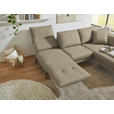 ECKSOFA  in Flachgewebe Hellbraun Armteilverstellung, Relaxfunktion, Drehsitzfunktion  255-365/175-224 cm  - Hellbraun/Schwarz, Design, Textil/Metall (255-365/175-224cm) - Dieter Knoll