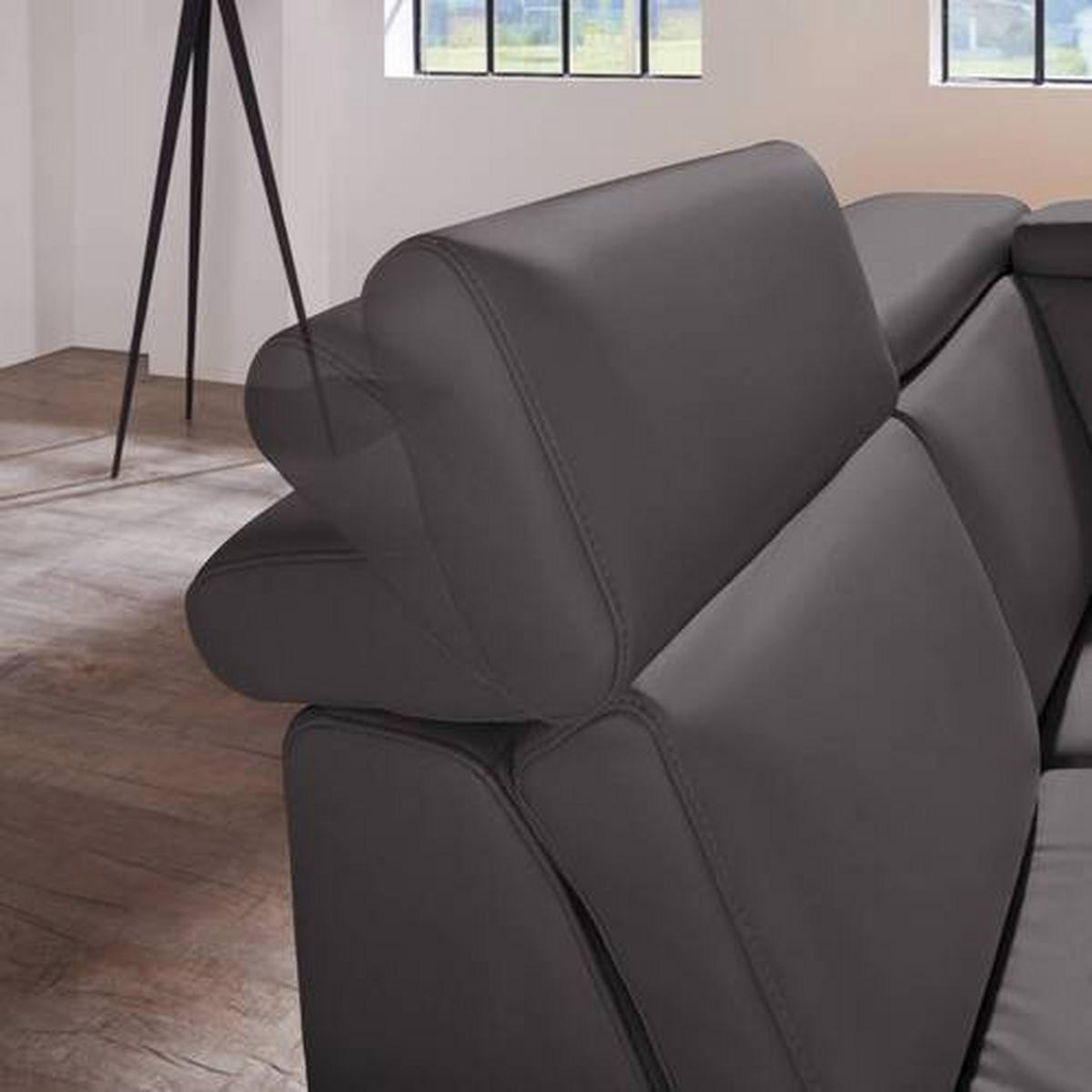 ECKSOFA in Echtleder Dunkelbraun  - Dunkelbraun/Alufarben, Design, Leder/Metall (239/271cm) - Cantus