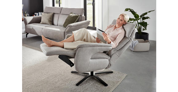 RELAXSESSEL in Textil Hellgrau  - Hellgrau/Schwarz, KONVENTIONELL, Textil/Metall (70/117/85cm) - Dieter Knoll