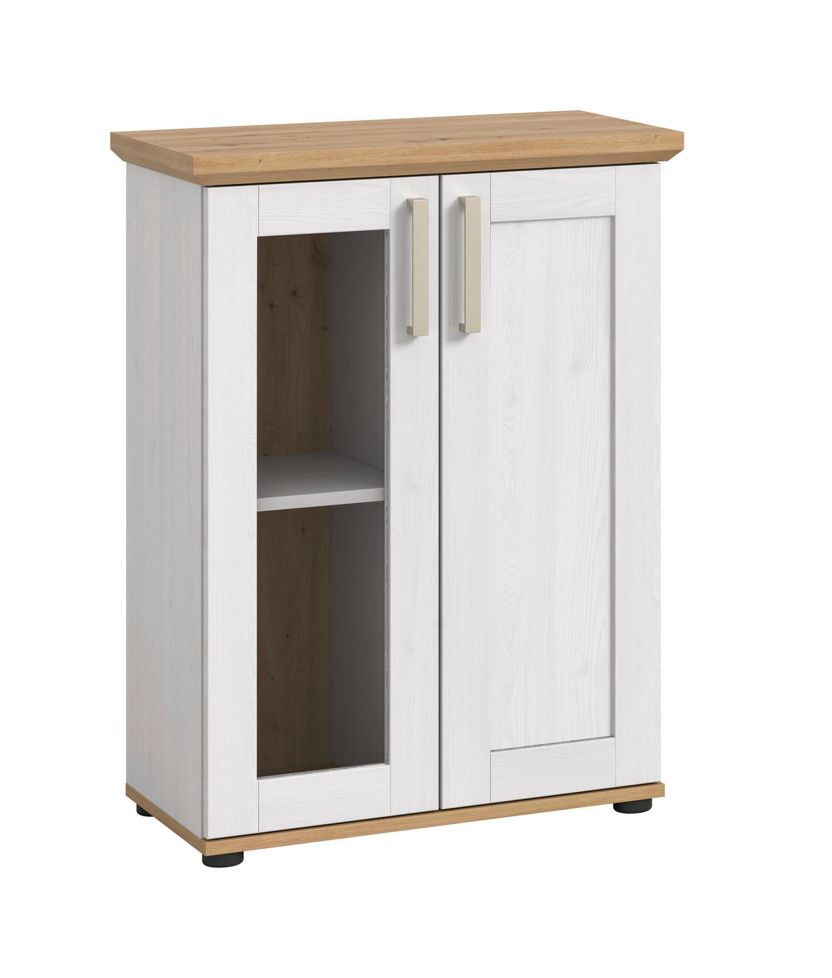 VITRINE  in Lärchefarben, Eiche Artisan  - Silberfarben/Lärchefarben, Design, Holzwerkstoff/Kunststoff (64/88/37cm) - Livetastic