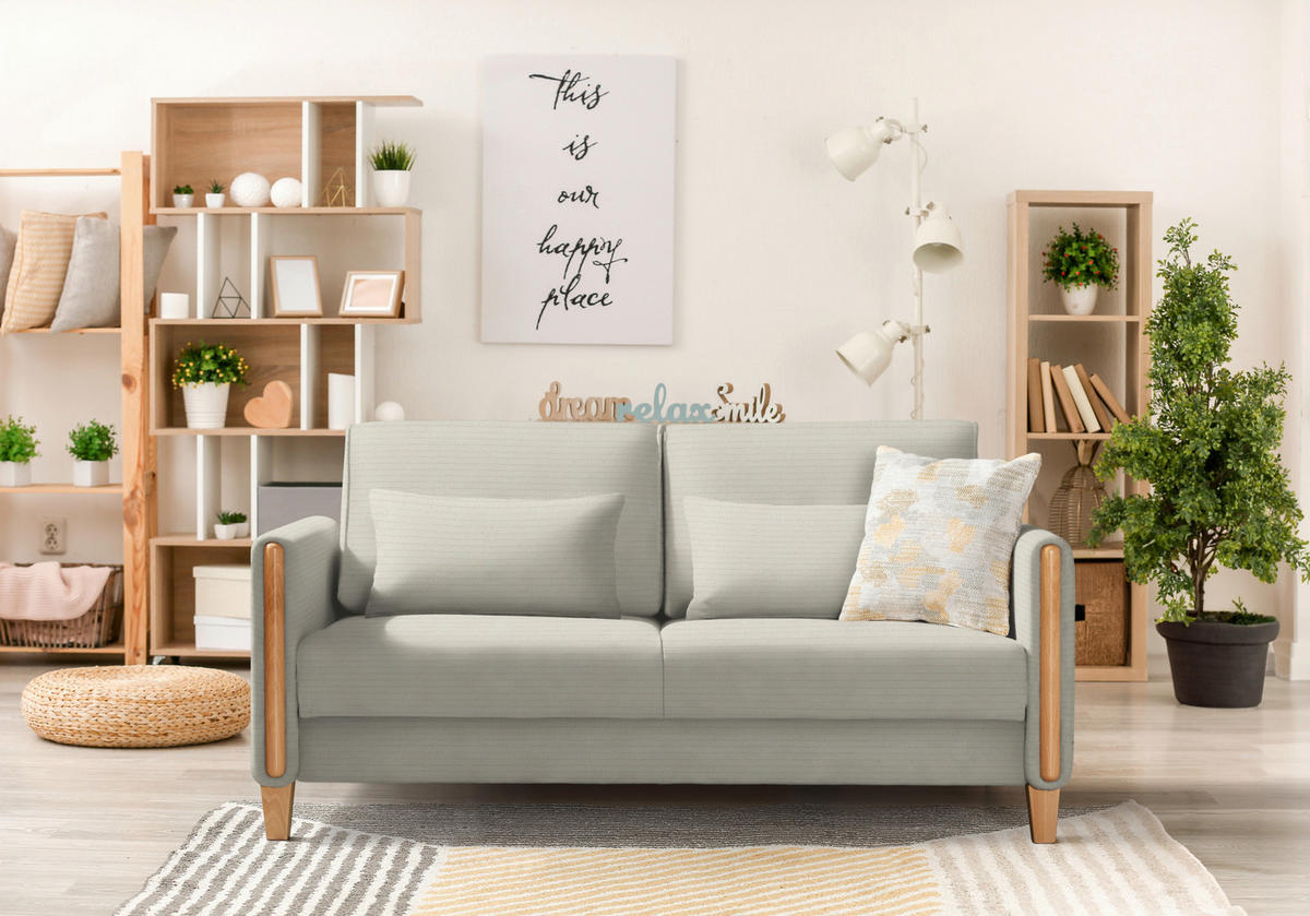 SCHLAFSOFA in Holz, Textil Creme, Buchefarben  - Buchefarben/Creme, Design, Holz/Textil (174/88/104cm) - Niels Andersson