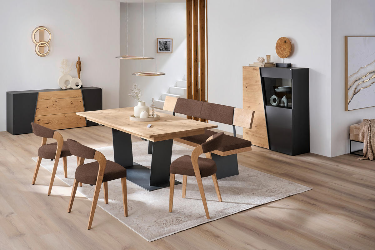 STUHL in Holz, Textil Kupferfarben, Wildeiche  - Wildeiche/Kupferfarben, Natur, Holz/Textil (55/79,5/55cm) - Voglauer