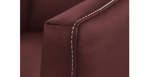 2-SITZER-SOFA  in Echtleder Bordeaux   - Eichefarben/Bordeaux, Natur, Leder/Holz (207/86/87cm) - Valnatura