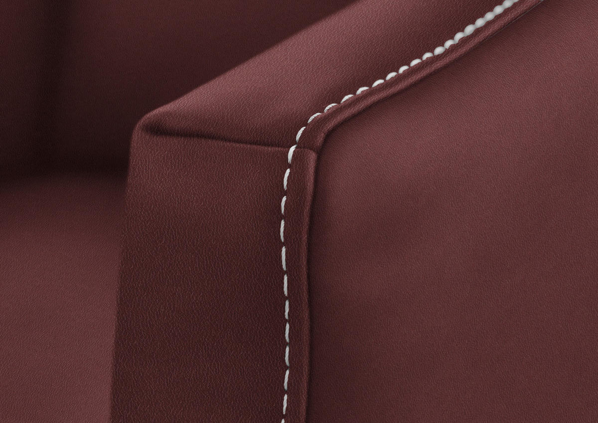 2-SITZER-SOFA  in Echtleder Bordeaux   - Eichefarben/Bordeaux, Natur, Leder/Holz (207/86/87cm) - Valnatura