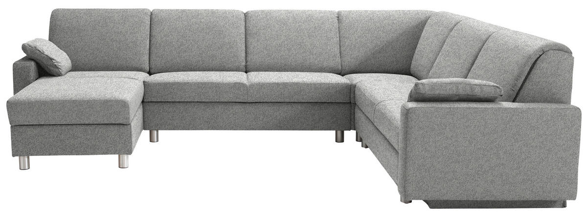 WOHNLANDSCHAFT  in Mikrovelours Naturfarben  - Anthrazit/Alufarben, KONVENTIONELL, Textil (158/323/237cm) - Sedda