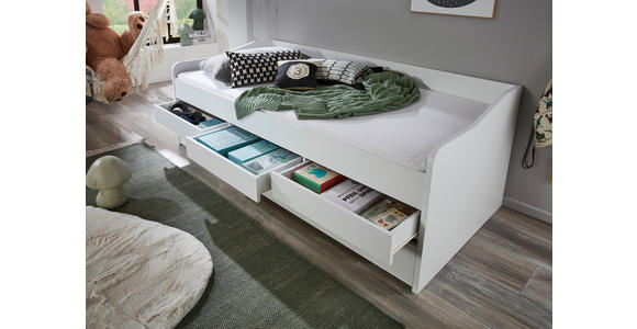 AUSZIEHBETT 90-180/200 cm in Weiß - Weiß, KONVENTIONELL, Holz/Holzwerkstoff (90-180/200cm) - Carryhome
