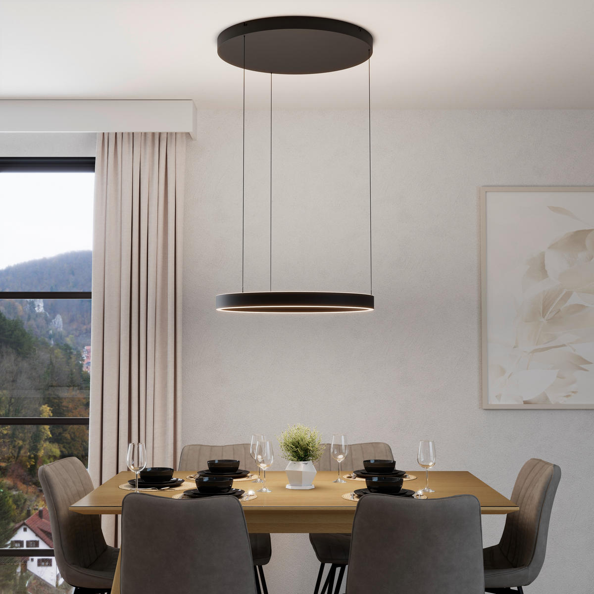 LED-HÄNGELEUCHTE Kent 60/170 cm  - Schwarz, Design, Kunststoff/Metall (60/170cm) - Dieter Knoll