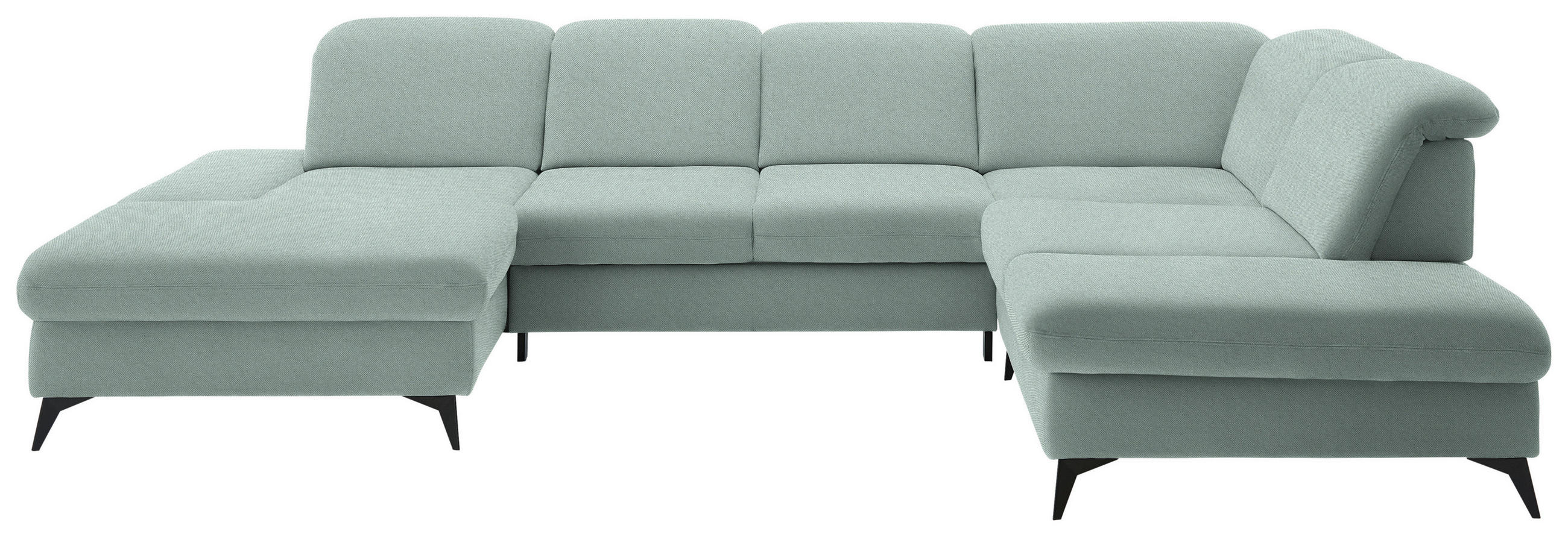 WOHNLANDSCHAFT  in Chenille Mintgrün  - Schwarz/Mintgrün, Design, Textil/Metall (198/364/255cm) - Beldomo Style