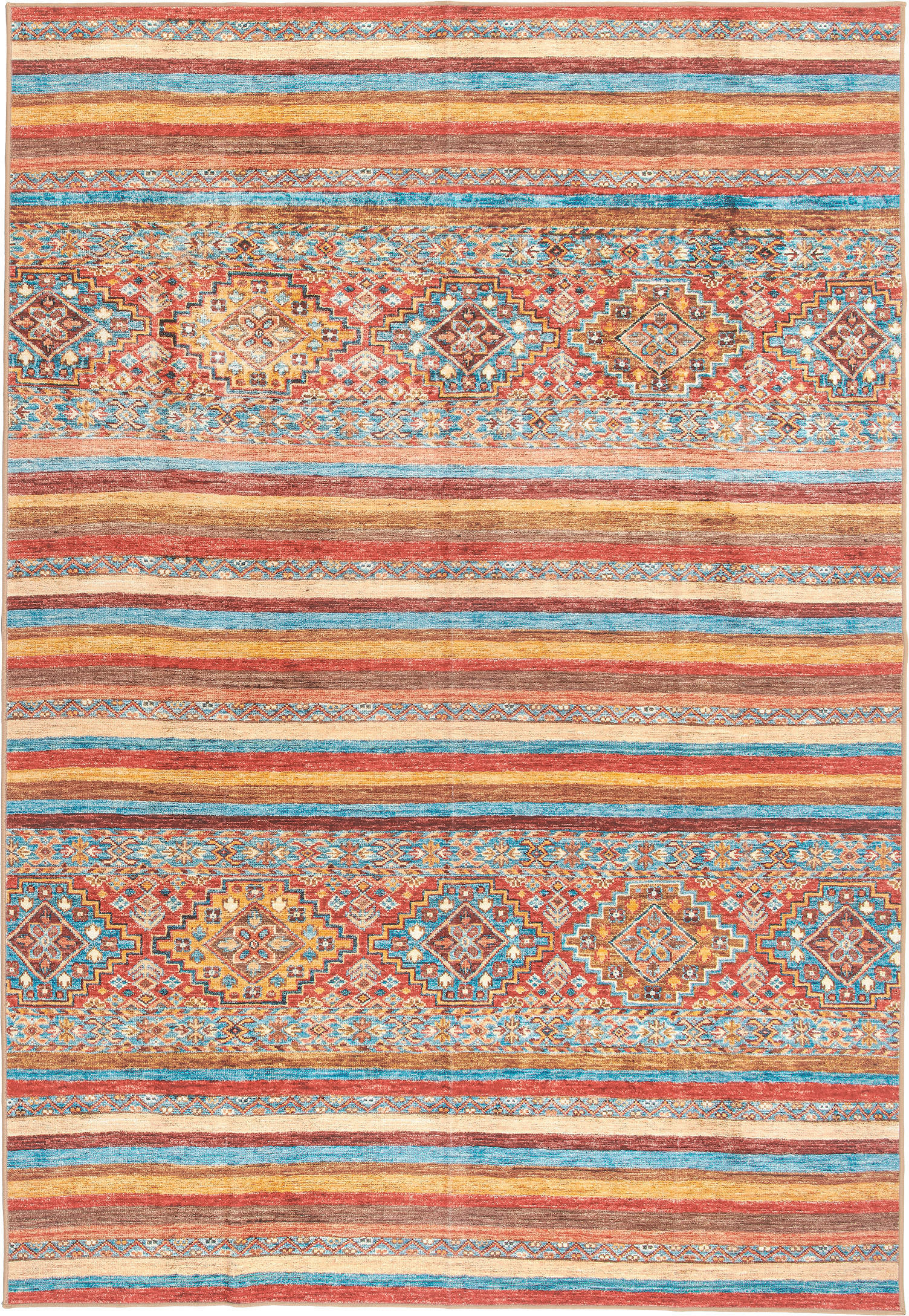 VINTAGE-TEPPICH 200/290 cm CORTEA AZMEO, waschbar Multicolor, Rot, Cognac rechteckig  - Cognac/Rot, Design, Kunststoff/Textil (200/290cm) - Lindorug
