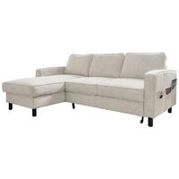 ECKSOFA Struktur Beige  - Beige/Schwarz, Holz/Textil (148/228cm) - MID.YOU