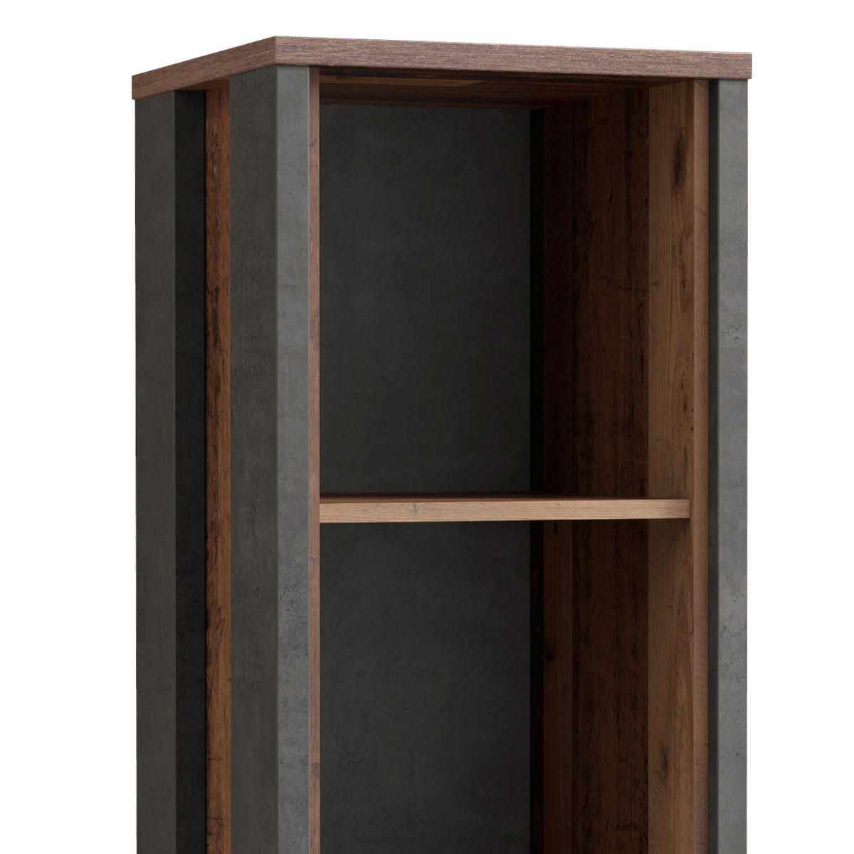 REGÁL, hnědá, tmavě šedá, ocel, 47/115,1/42 cm - tmavě šedá/hnědá, Konvenční, kov/kompozitní dřevo (47/115,1/42cm) - MID.YOU