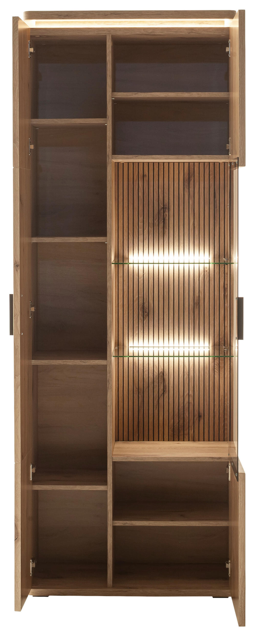 VITRINE Eichefarben  75/208/38 cm  - Eichefarben/Anthrazit, Konventionell, Glas/Holzwerkstoff (75/208/38cm) - Cantus