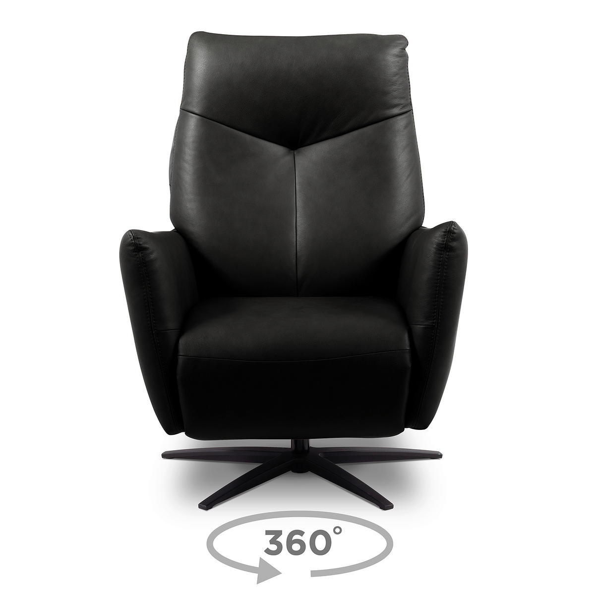 RELAXSESSEL Leder Schwarz  - Schwarz, Design, Leder/Metall (76/107/88cm) - Livetastic