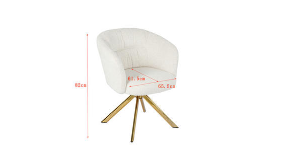 ARMLEHNSTUHL  Sitzfläche 360° drehbar Mikrofaser  Goldfarben, Beige  - Beige/Goldfarben, Design, Textil/Metall (65,5/82/61,5cm) - Hom`in