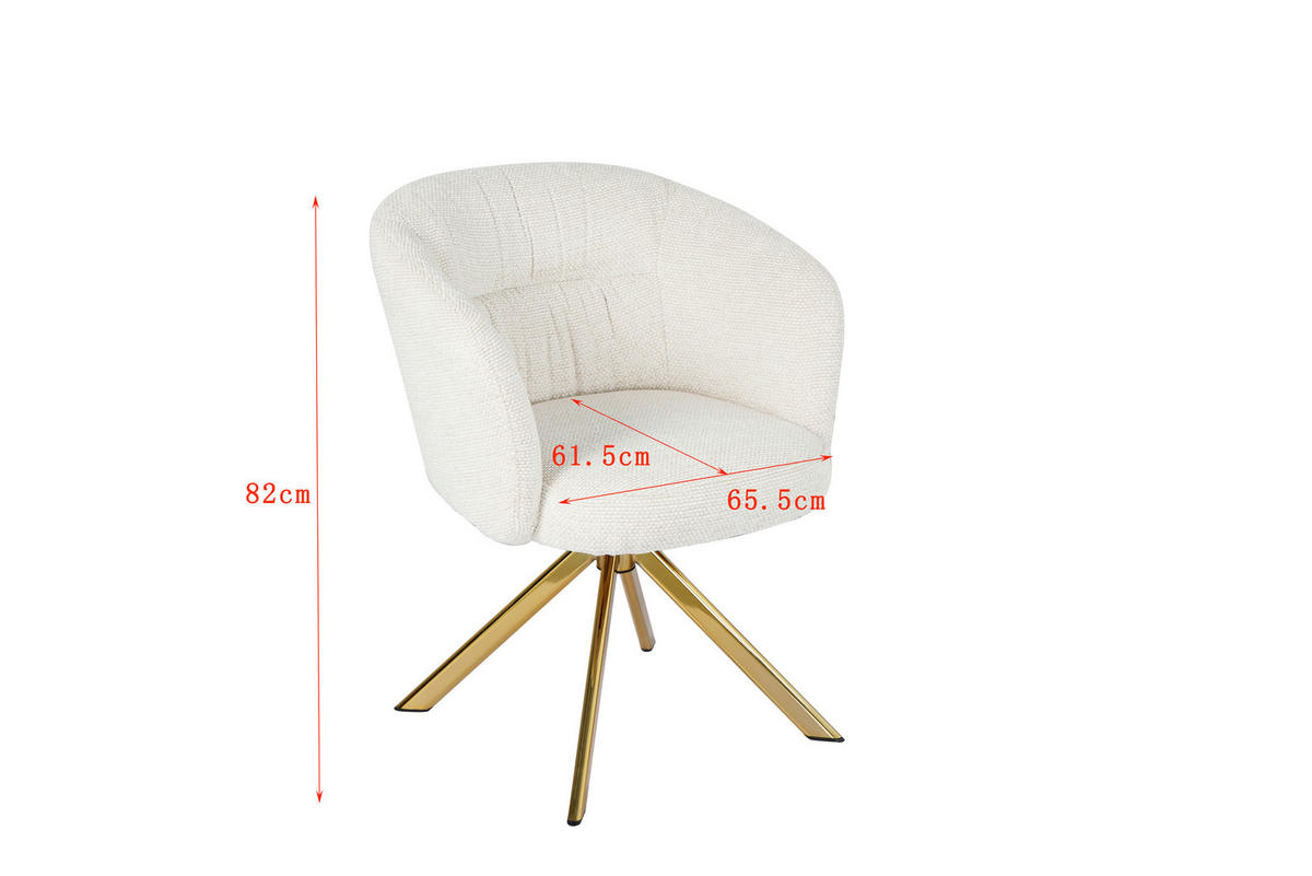 ARMLEHNSTUHL  Sitzfläche 360° drehbar Mikrofaser  Goldfarben, Beige  - Beige/Goldfarben, Design, Textil/Metall (65,5/82/61,5cm) - Hom`in