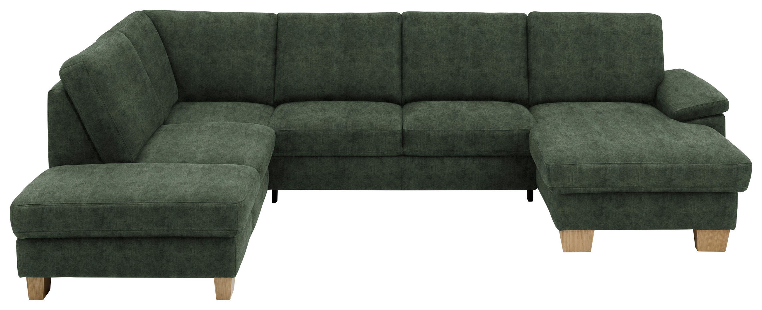 WOHNLANDSCHAFT in Velours Grün  - Eichefarben/Grün, Konventionell, Holz/Textil (235/316/167cm) - Beldomo System