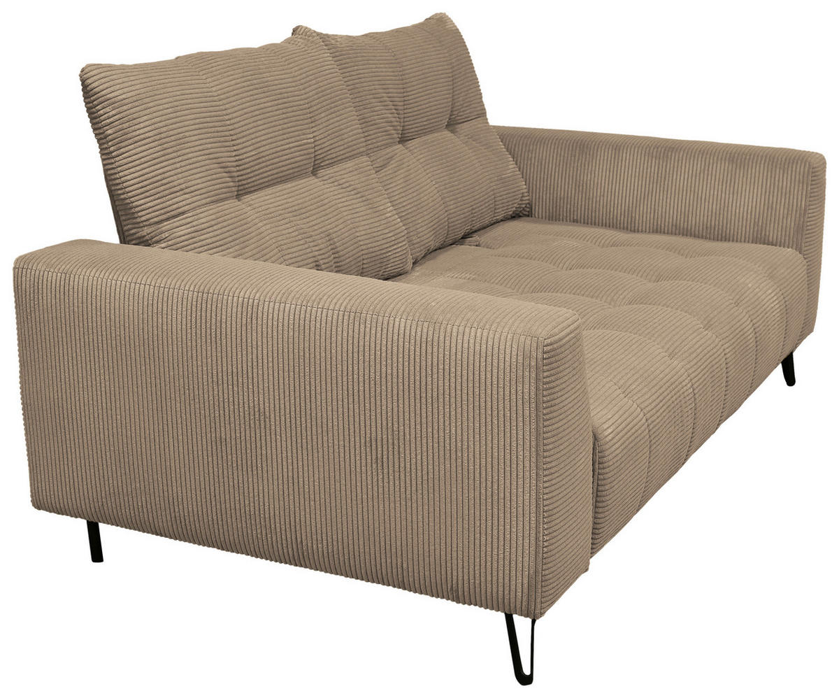 BIGSOFA Cord Beige  - Beige/Schwarz, KONVENTIONELL, Textil/Metall (246/100/116cm) - Carryhome