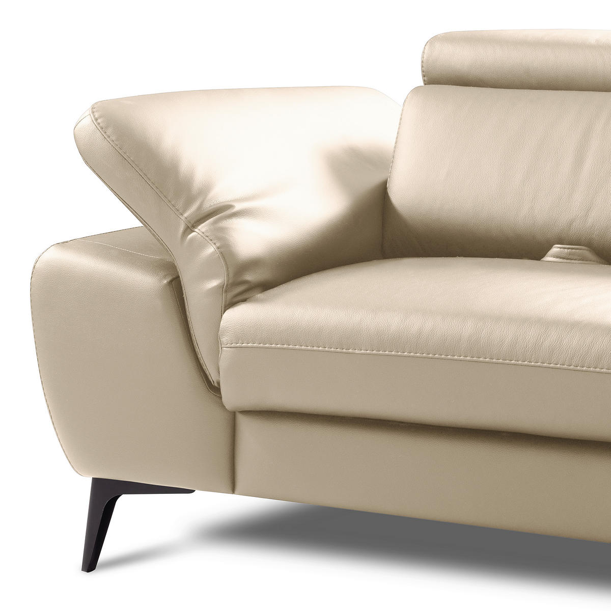 ECKSOFA Lederlook Echtleder Grau  - Schwarz/Grau, Design, Leder/Textil (274/220cm) - Livetastic