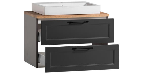 WASCHTISCHKOMBI 80 cm - Eiche Wotan/Schwarz, ROMANTIK / LANDHAUS, Keramik/Holzwerkstoff (80cm) - Xora